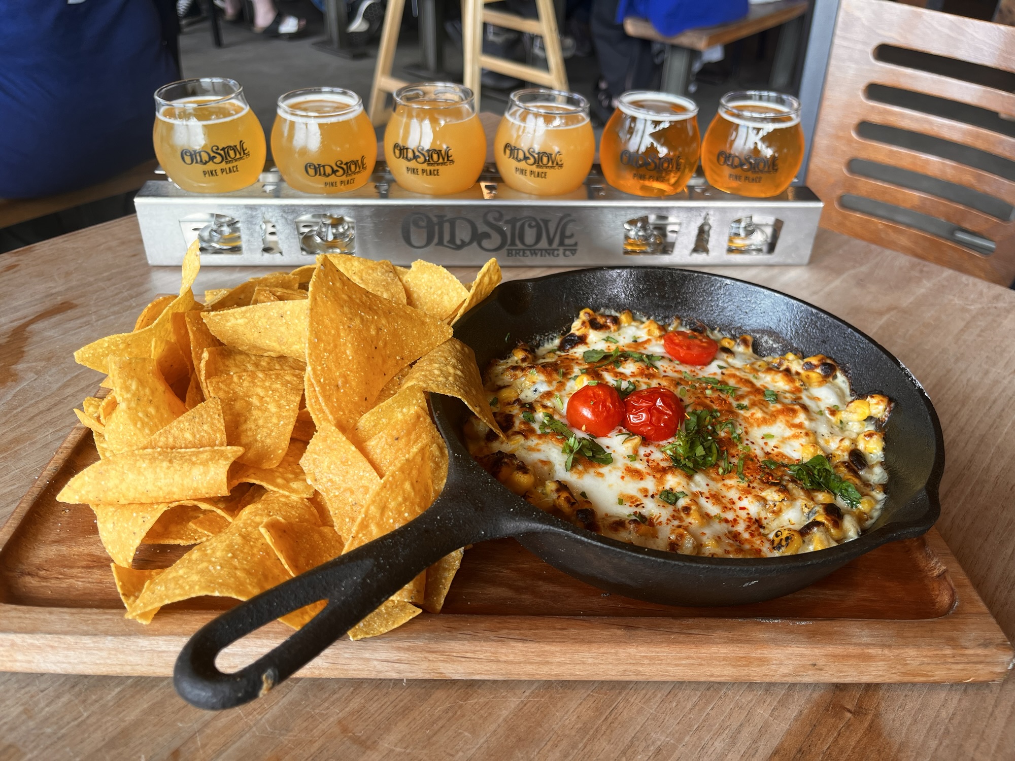 Roasted Sweet Corn Dip and a Beer Flight.